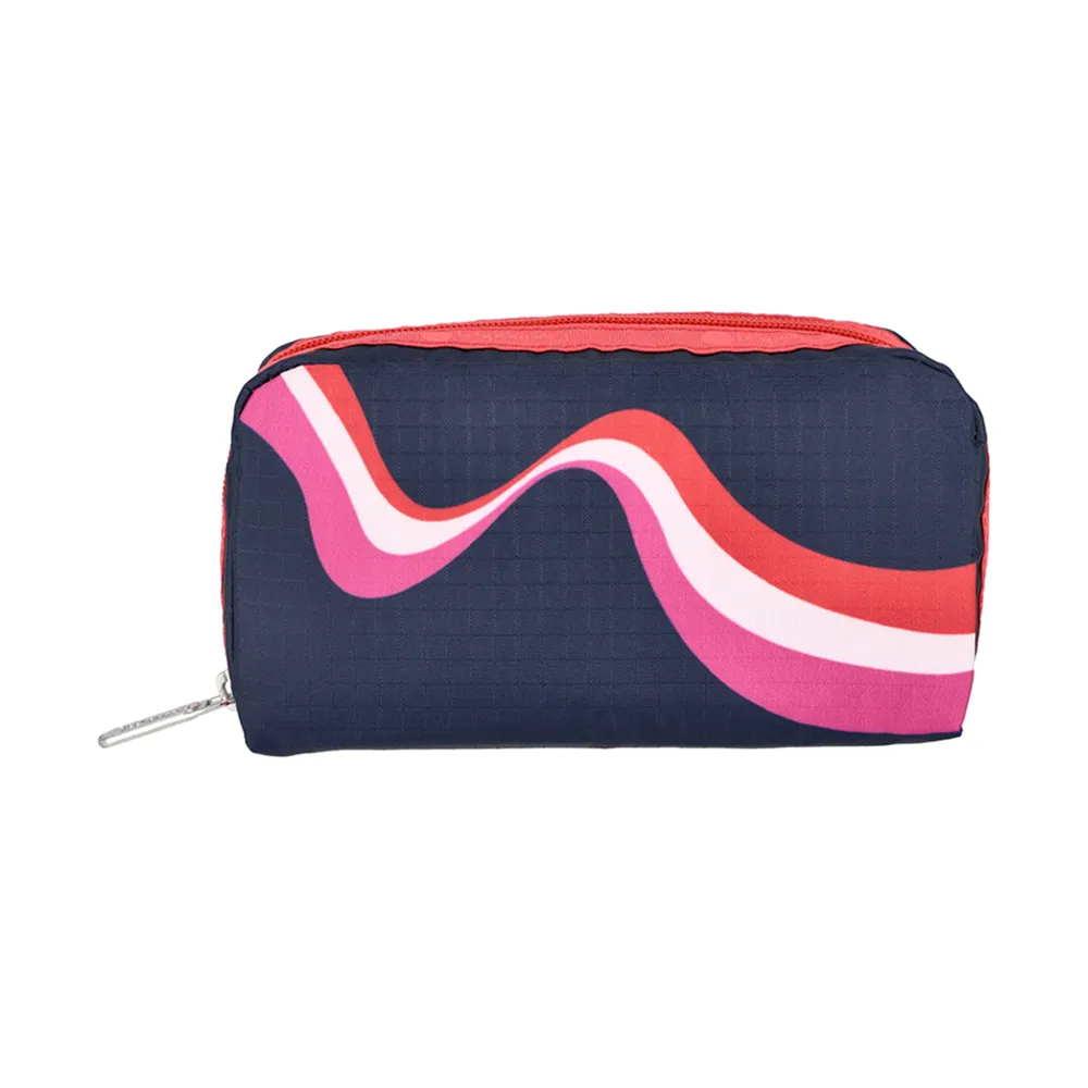 【Lesportsac】Rectangular Cosmetic 長形化妝包 收納包 送禮 禮物 推薦 女包(復古波浪)