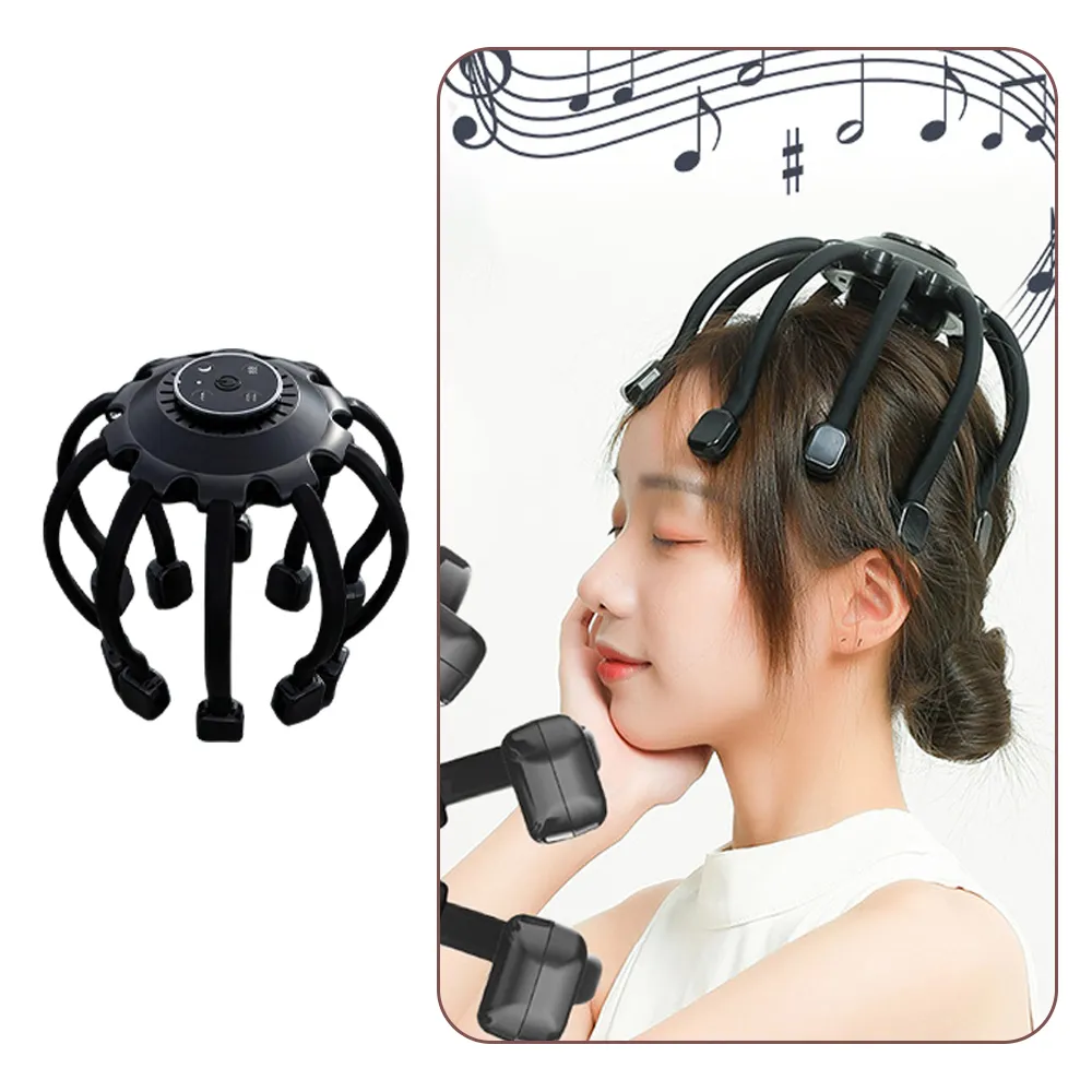 【Cube】電動八爪頭皮按摩器 頭部按摩儀 電動抓撓頭頭療神器 藍牙音樂播放器 藍牙音響 頭皮頭部按摩