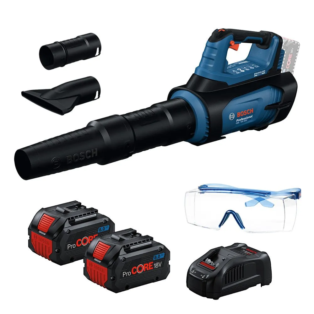 【BOSCH 博世】18V鋰電吹葉機/鼓風機《8.0Ah電池*2+8A快充組》GBL18V-800(再送3M安全護目鏡)