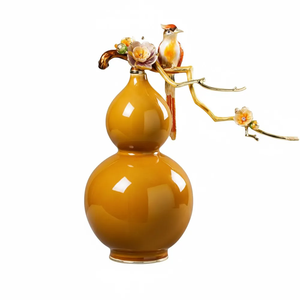 【幸福珠寶】母親節禮物  金福雙生・花鳥葫蘆藝品