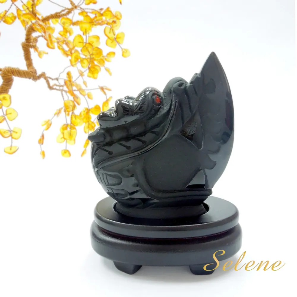 【鑫運來】驅邪鎮宅黑曜龍刀擺件(S號)