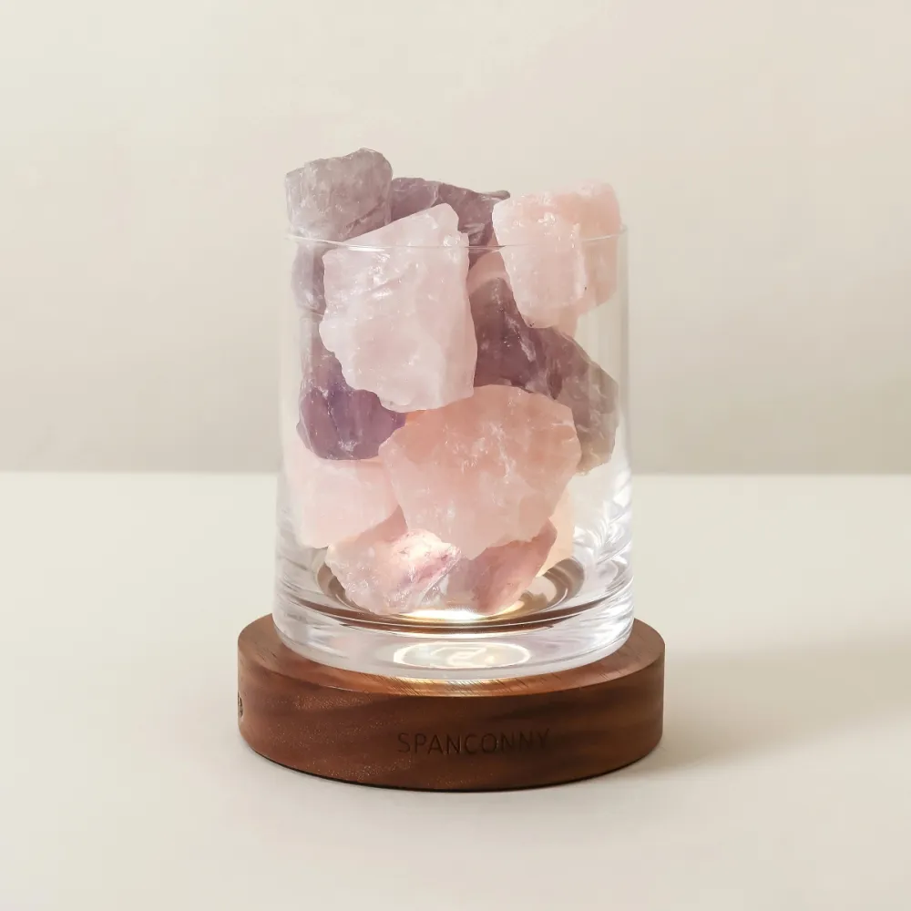 【SPANCONNY 飾品控】秘境探索 l 粉水晶x紫水晶x黑胡桃木燈座 l 水晶氣氛燈(桌燈/小夜燈/水晶燈)
