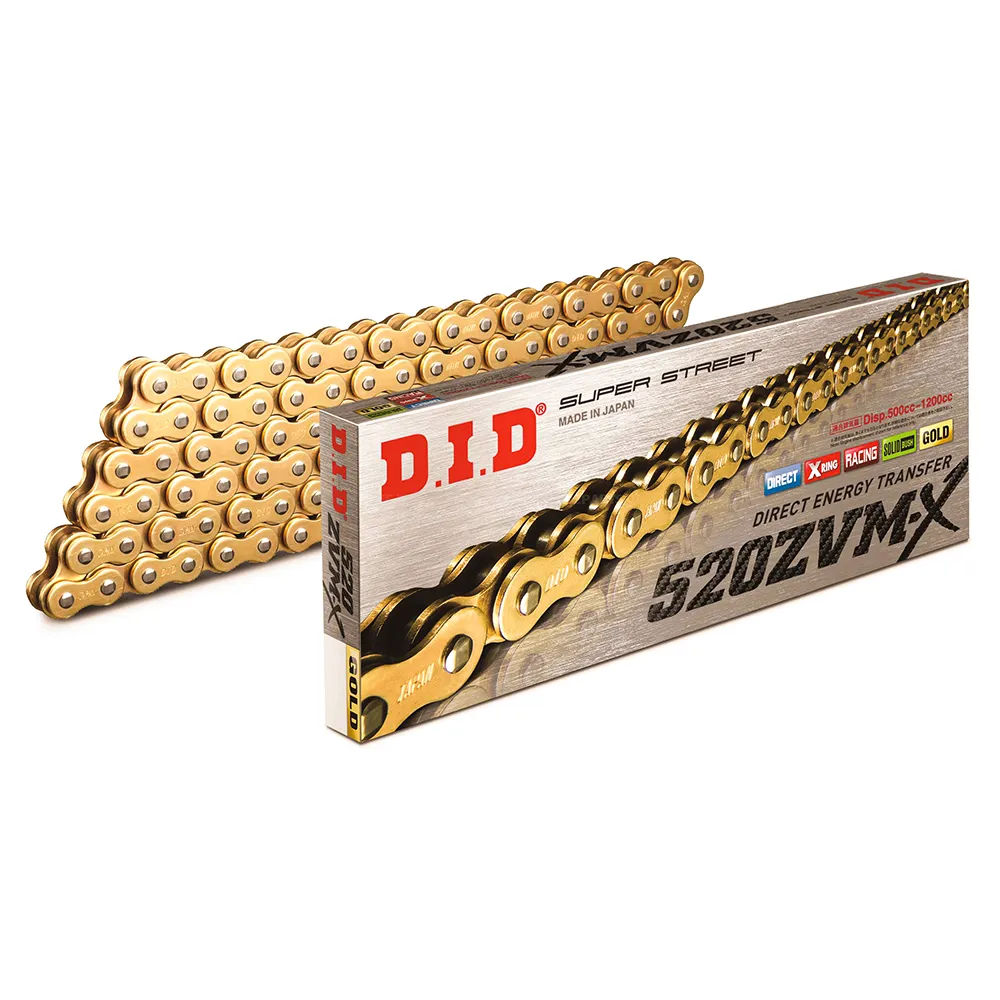 【D.I.D】ZVM-X系列 專利X型油封 重機專用 黃金色加厚鏈條(鍊條尺寸520 / 鏈目110節)