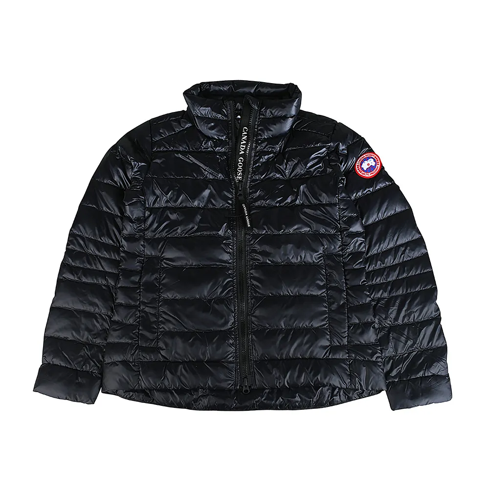【CANADA GOOSE】CANADA GOOSE CYPRESS徽章LOGO立領輕量防撕裂再生尼龍羽絨外套(女款/黑)