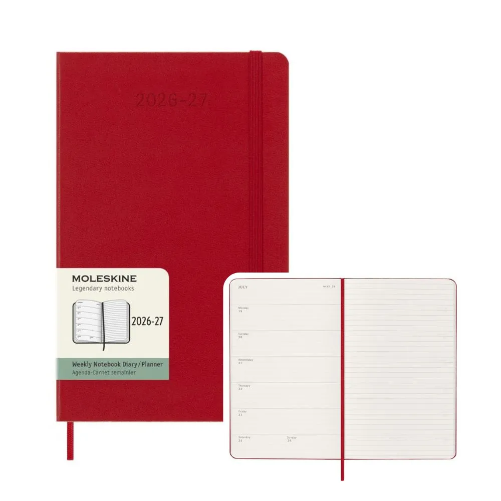 【MOLESKINE】2026-27 18個月週記硬皮手帳 - L型/紅