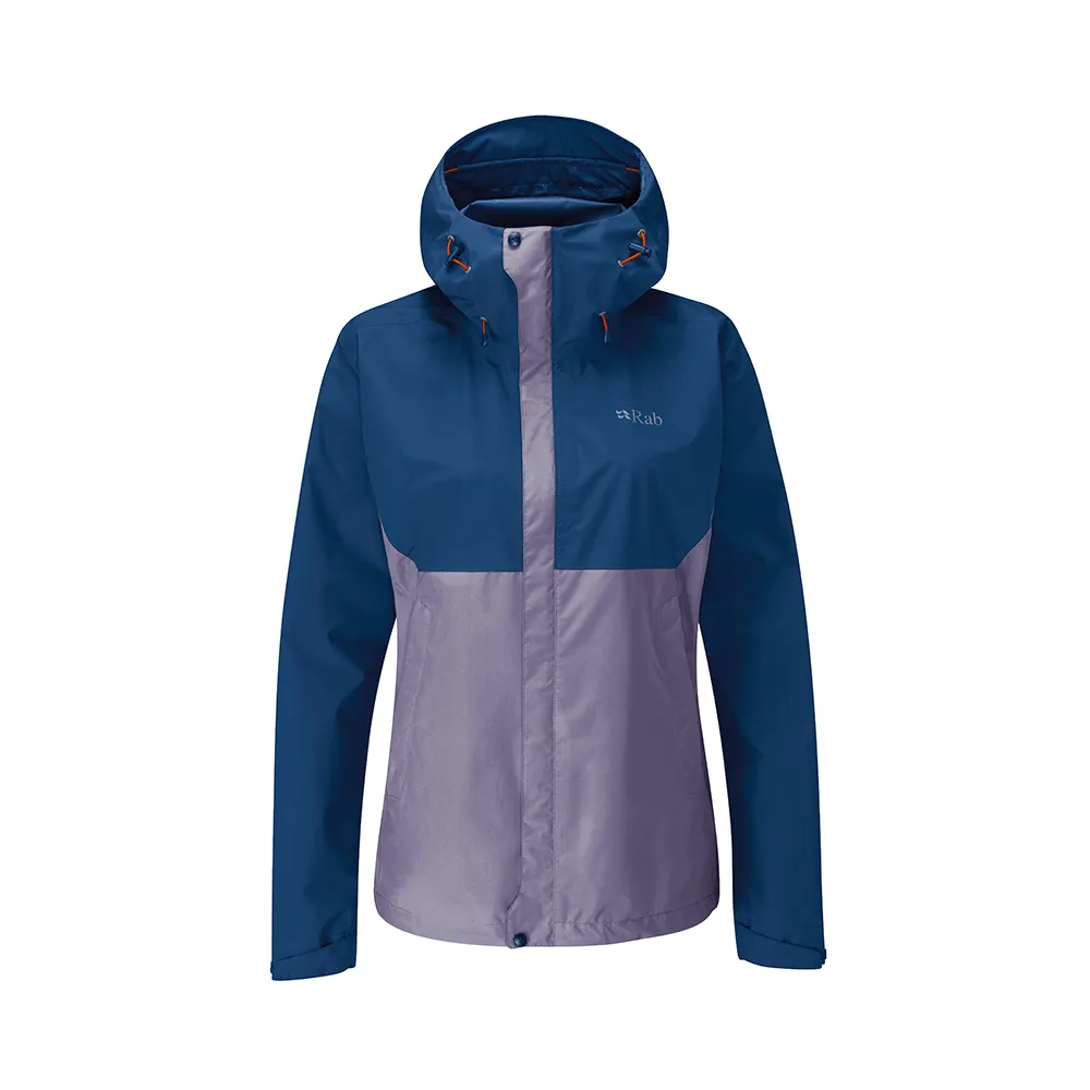 【RAB】Downpour Eco Jacket 透氣防風防水連帽外套 女款 飛彈藍/紫 #QWG83