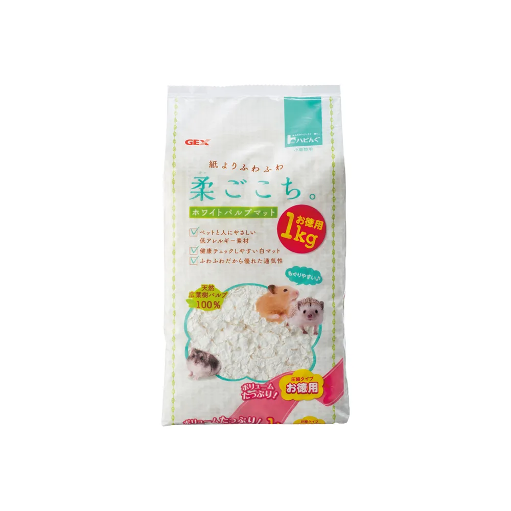 【GEX】日產小動物柔軟白淨棉紙墊料1kg(兩包組)