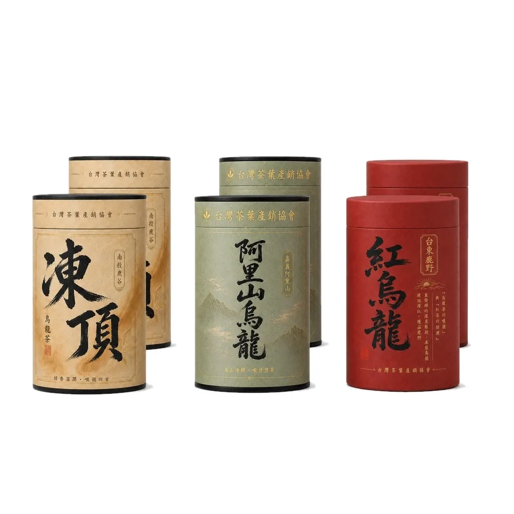 【台灣茶葉產銷協會】凍頂＋阿里山＋紅烏龍 三茶6入組｜罐裝4兩(2+2+2)