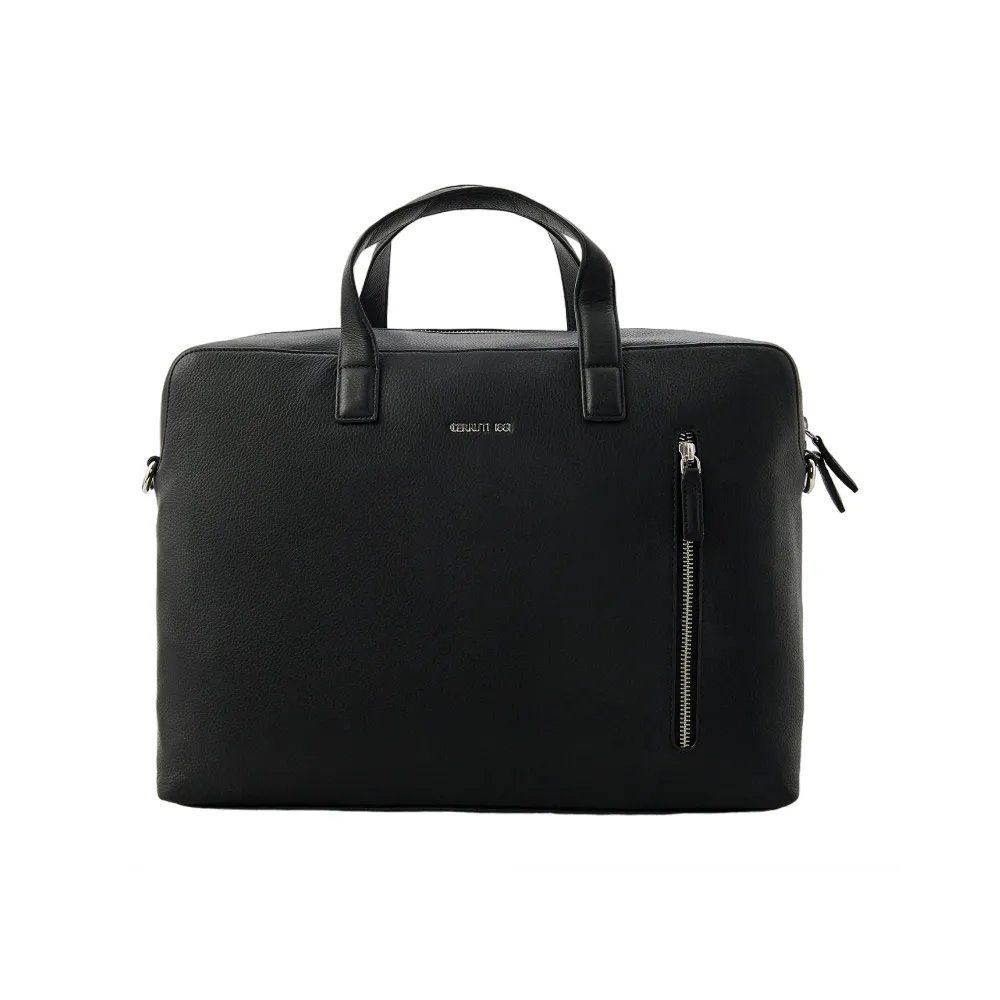 【Cerruti 1881】直播限定 限量2折 義大利原裝進口 頂級小牛皮公事包 全新專櫃展示品(黑色 CECA06580M)