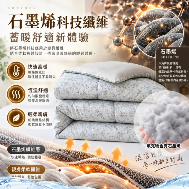 【Sleep Peacefully 寢室安居】買1送1 新升級加厚韓系石墨烯銀離子抗菌可水洗被2.5KG 棉被 冬被 6x7尺
