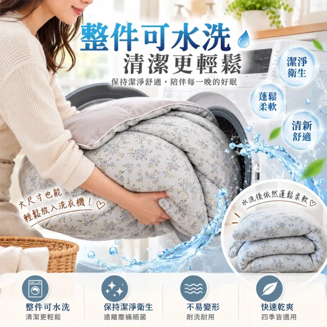 【Sleep Peacefully 寢室安居】買1送1 新升級加厚韓系石墨烯銀離子抗菌可水洗被2.5KG 棉被 冬被 6x7尺