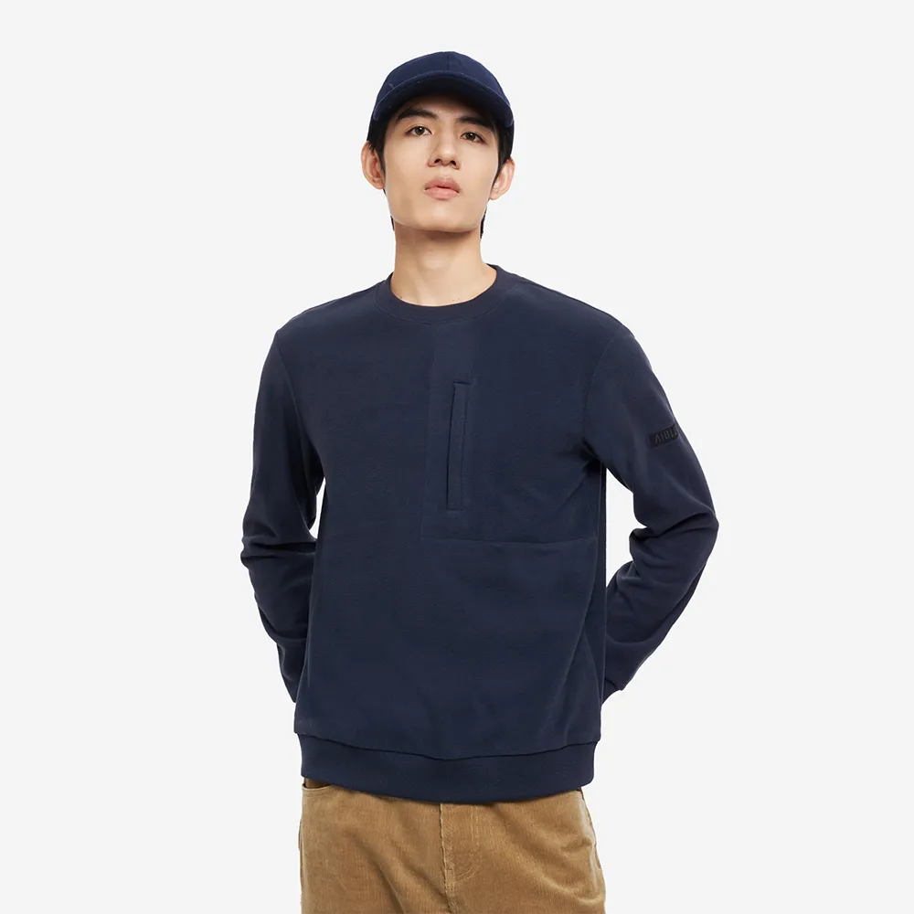 【AIGLE】男 刷毛保暖T恤｜AG-5A135A057 深藍(男長袖上衣 男T恤 保暖上衣 刷毛衣)