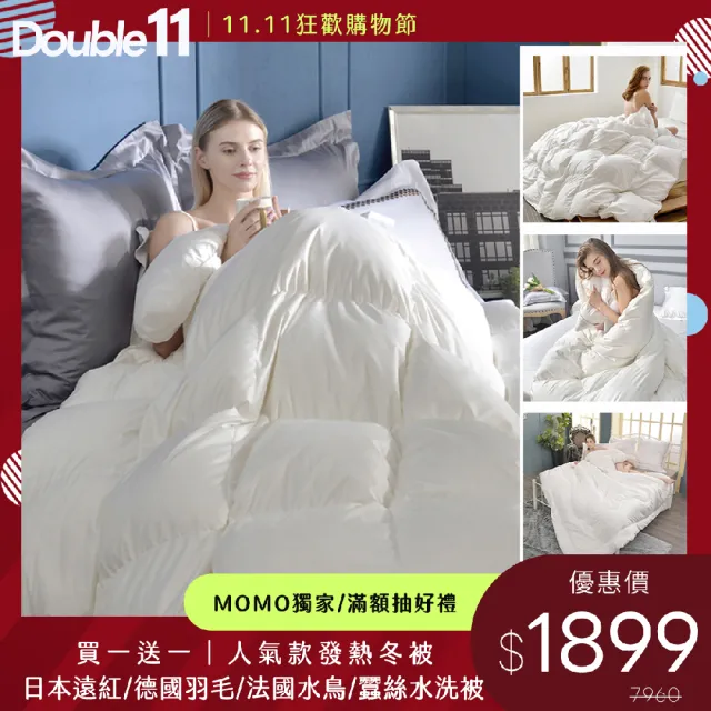 【Great Living 格蕾寢飾】買一送一 人氣款發熱冬被/日本遠紅/德國羽毛/法國水鳥/蠶絲水洗被(雙人 多款)