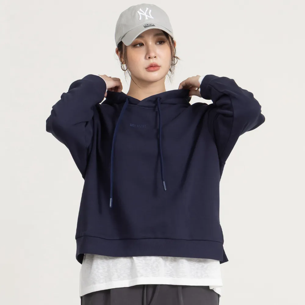 【M：MINb】not today繡花開衩連帽大學T(深藍/中大尺碼女裝/XL女裝/女裝/大尺碼上衣/大尺碼帽T)