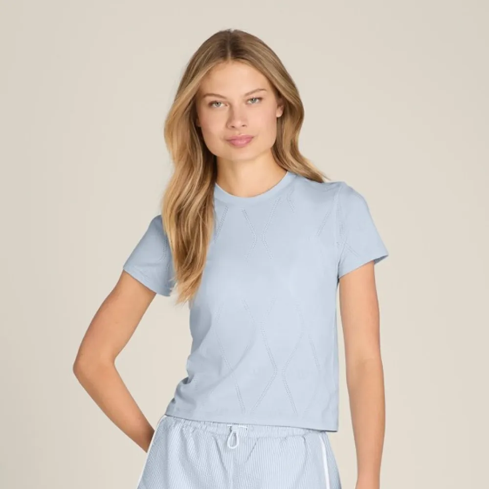 【WILSON】Seamless Short Sleeve Tee Sky 女款 服飾 短袖T恤 天空藍 WE00039G011001
