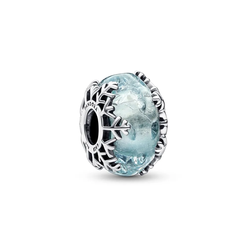 【Pandora 潘多拉】冬日藍光雪花 Murano 琉璃串飾