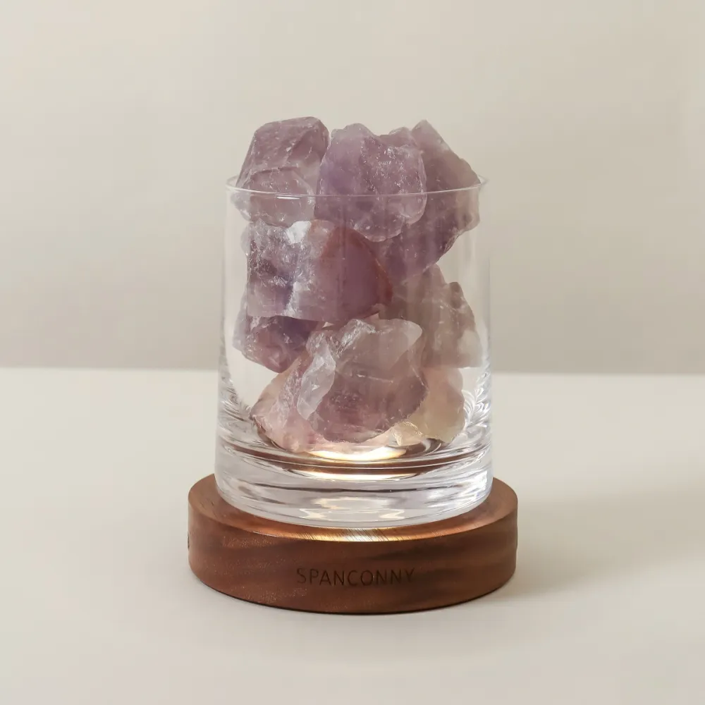 【SPANCONNY 飾品控】智慧貴人 l 紫水晶 / 黑胡桃木燈座 l 水晶氣氛燈(桌燈/小夜燈/水晶燈)