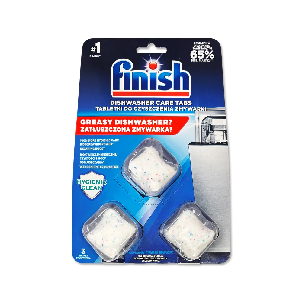 英國FINISH-強效除殘留油污水垢清新消臭洗碗機體專用耗材清潔錠3入/盒(洗淨粉廚房家電除臭洗滌塊