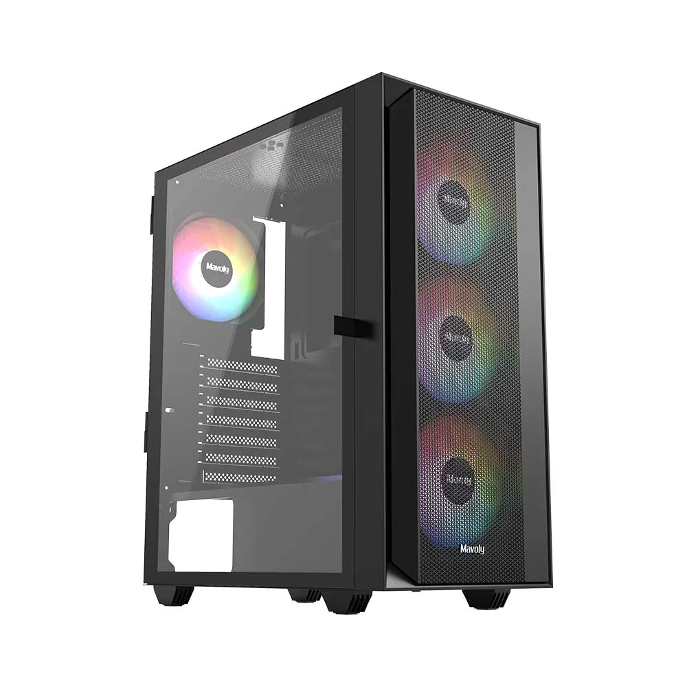 【Mavoly 松聖】PLUM 機殼 電腦機箱 電腦機殼(黑色/含12*12CM風扇)