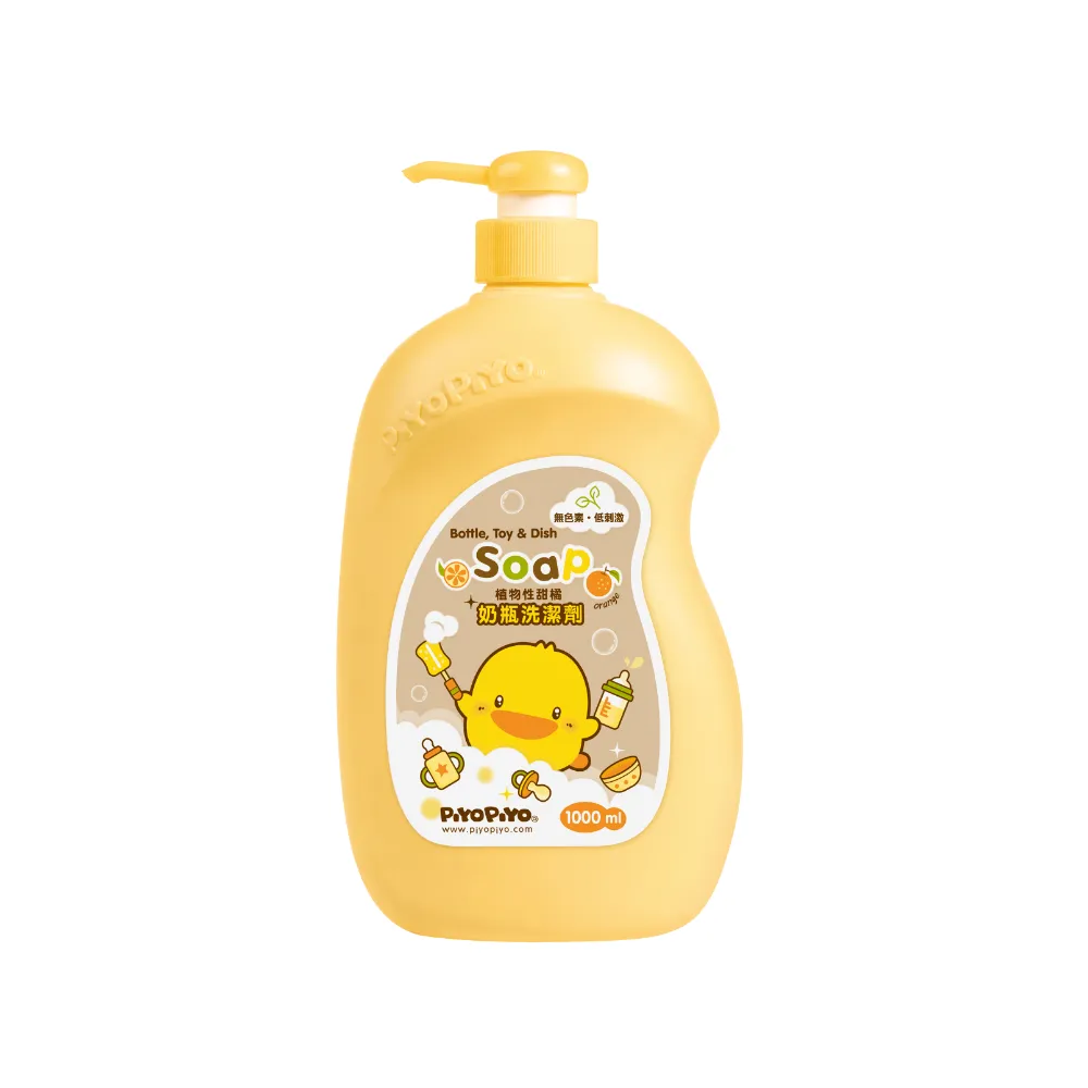【Piyo Piyo 黃色小鴨】奶瓶清潔劑(1000ml 蔬果 玩具 洗碗 洗手 嬰幼兒童餐具 造型瓶)