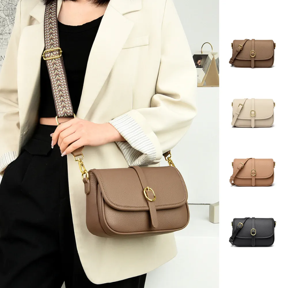 【Rosse Bags】典雅荔枝紋質感雙肩帶小方包 肩背包 單肩包 斜背包(黑色／白色／卡其色 / 膚色)