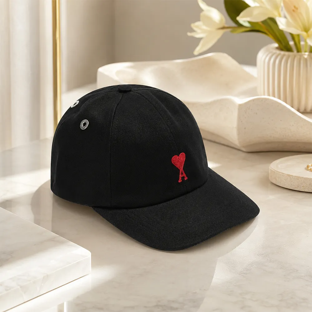 【AMI PARIS】經典款 品牌刺繡LOGO 棒球帽-黑色(ONE SIZE)
