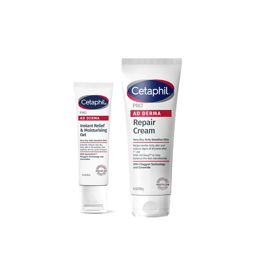 【Cetaphil 舒特膚】官方直營 AD益膚康瞬效舒敏凝膠59ml+AD益膚康修護滋養乳霜 226ml