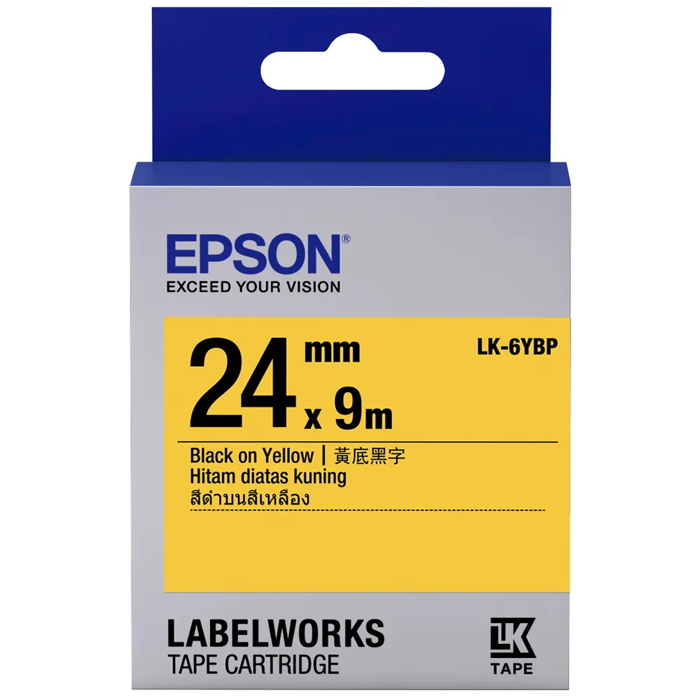 【EPSON】官方直營 標籤帶 黃底黑字/24mm(LK-6YBP)