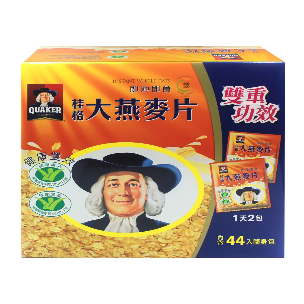 【美式賣場】QUAKER 桂格 即沖即食大燕麥片隨身包(37.5gx44包/盒)