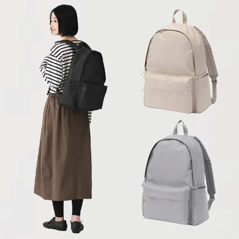 【MUJI 無印良品】可減輕肩膀負擔撥水加工後背包(灰色/黑色/淺米/摩卡棕)