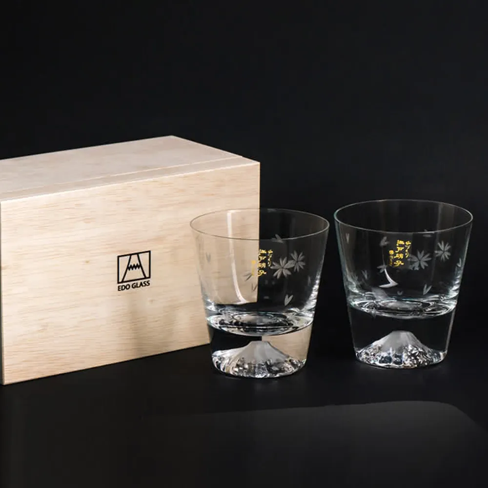 【田島硝子】通路限定 田島硝子 富士山杯 限量款櫻花 對杯2入禮盒組(TG16-015-2RS)