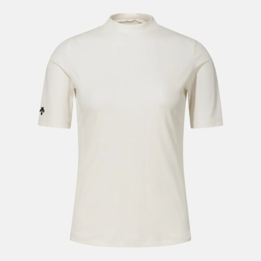 【DESCENTE】短袖上衣 女 五分袖 快排 WOMEN RIBBED SLIM-FIT SHORT SLEEVE  象牙 SR122PTS11-IVY0
