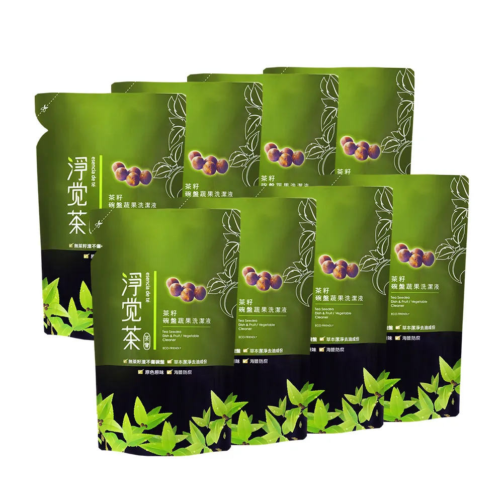 【TEAPOWER 茶寶】淨覺茶 茶籽碗盤蔬果洗潔液補充包700mL 8入組(#溫和不傷手 #茶籽酵素 #一瓶搞定)