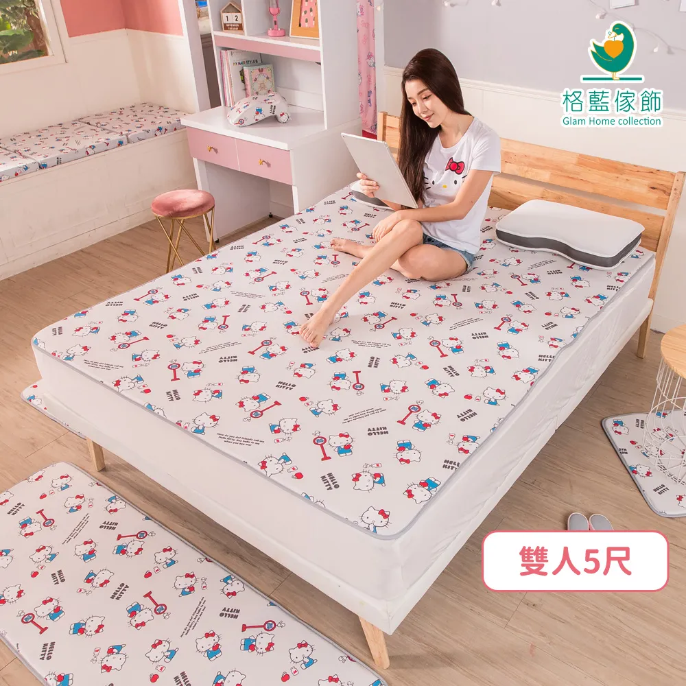 【旭】日本旭川Hello Kitty夏季涼感支撐空氣雙人床墊-2色可選(降溫 涼墊 省電 支撐床墊 空氣床墊 可水洗)