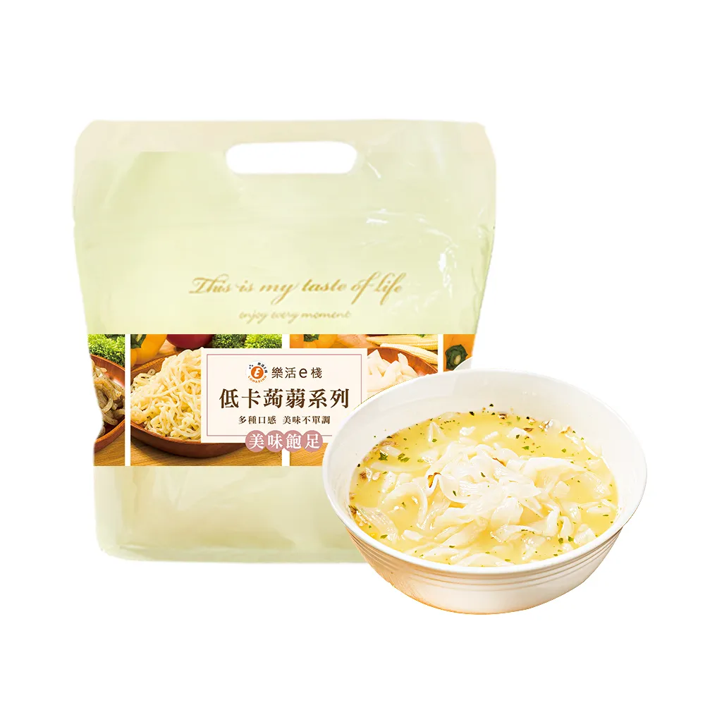 【樂活e棧】低卡蒟蒻麵 板條寬麵+濃湯6入/袋-共1袋(低卡 低熱量 低糖 膳食纖維 飽足感 素食)