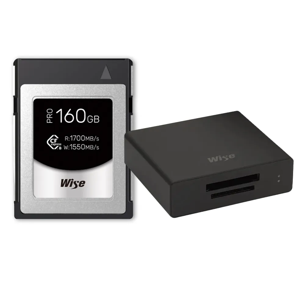 【Wise 裕拓】160GB CFexpress Type B PRO 高速記憶卡+WA-CXS08 高速雙槽讀卡機(公司貨-雙拚組合)