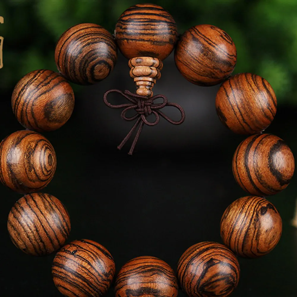【八方開運】天然虎皮檀木佛珠手串(20mm*12顆)