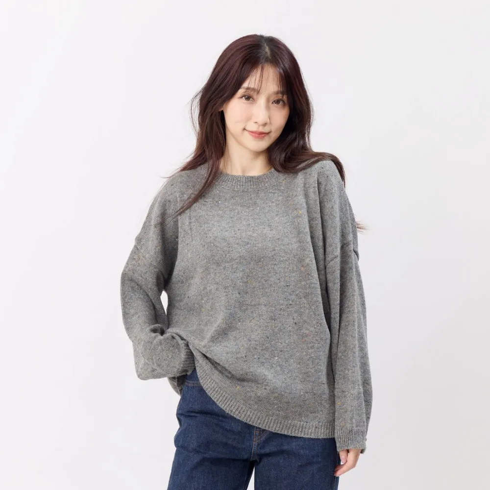 【so that’s me 好我】Melissa彩點圓領寬版針織毛衣(灰)