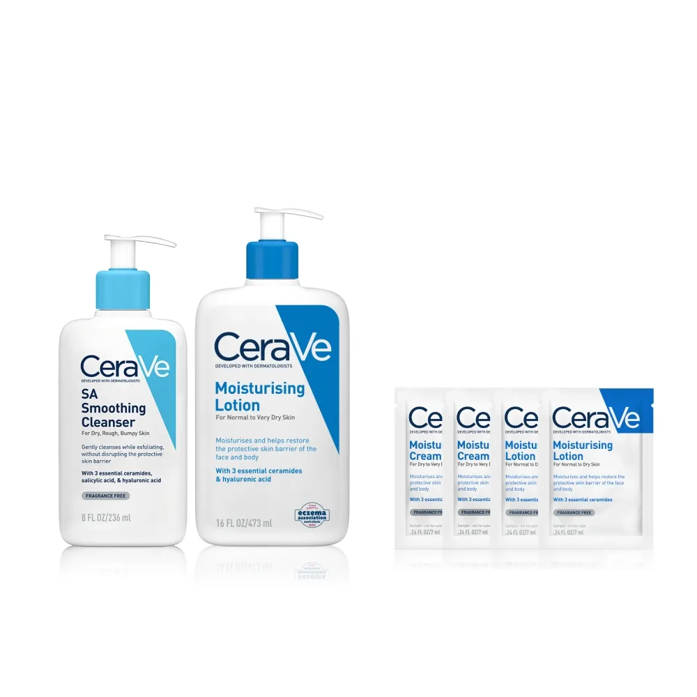 【CeraVe 適樂膚】角質代謝嫩膚組★長效清爽保濕乳 473ml+水楊酸煥膚淨嫩潔膚露 236ml