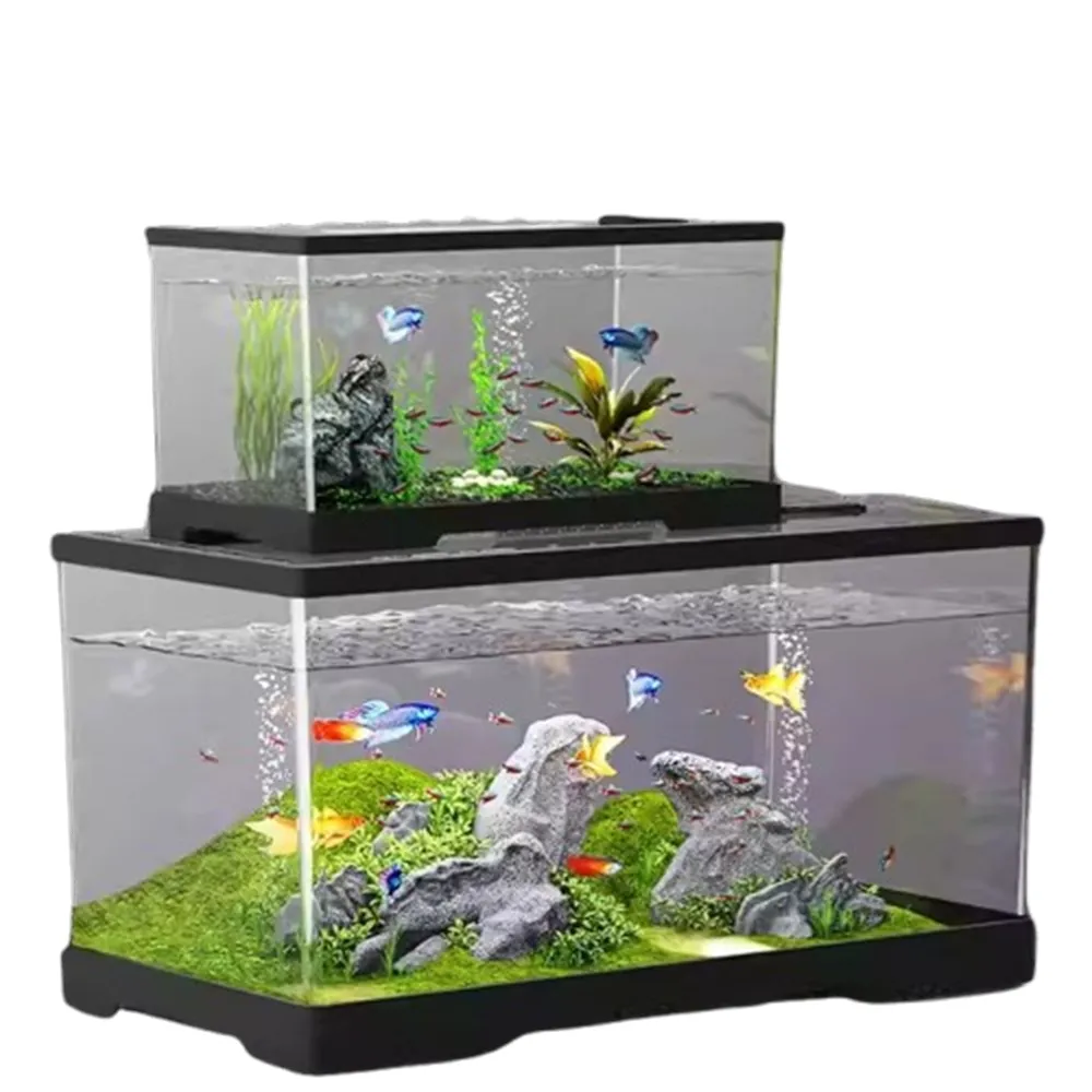 【最萌寵物用品店】客廳小型魚缸 透明亞克力金魚缸 迷你造景桌面缸 預售12工作天(長60*寬30*高29 基礎)