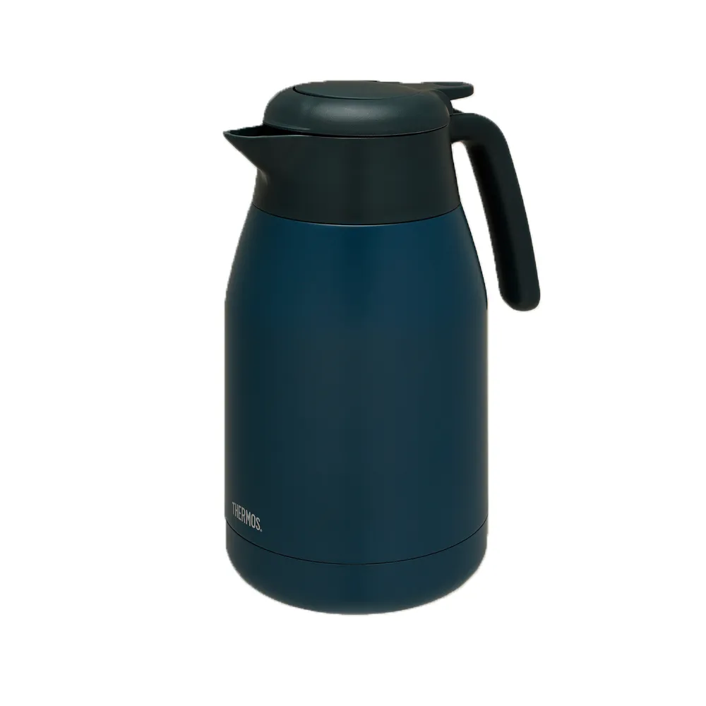 【THERMOS 膳魔師】不鏽鋼黛藍風韻按壓式真空保溫壼1500ml(THS-1501-BBK)