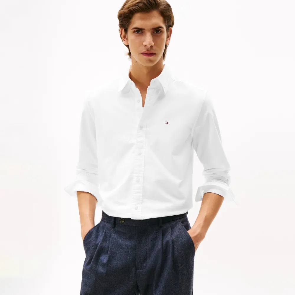 【TOMMY HILFIGER】官方旗艦館彈力標準版型牛津襯衫_裸色