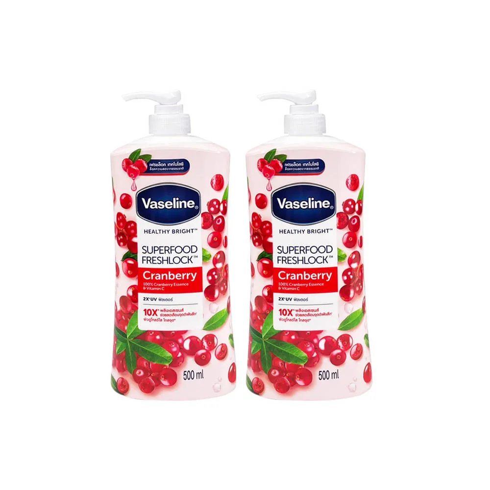 【Vaseline 凡士林】身體潤膚乳液 蔓越莓+維他命C(2瓶組 每瓶500ml)