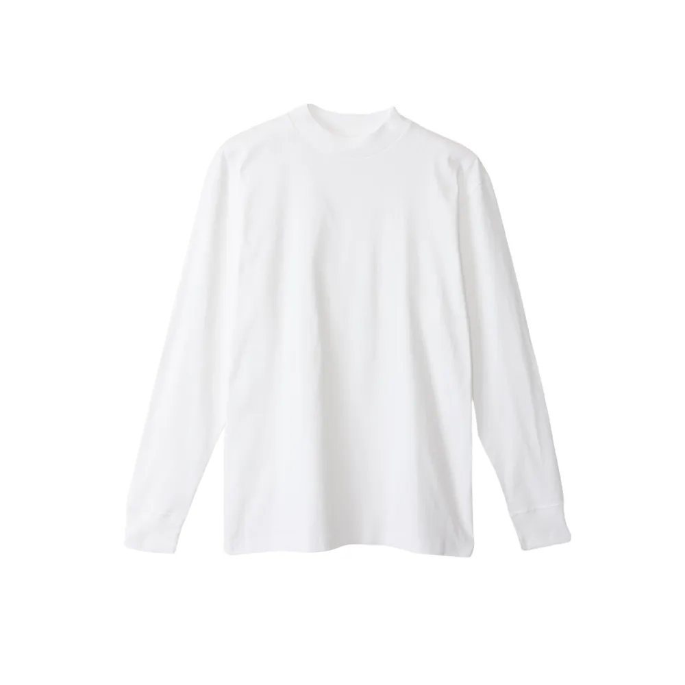 【Hanes】官方直營-UNDERWEAR系列 100%棉微高領立領長袖T恤內衣 經典設計款(白色)