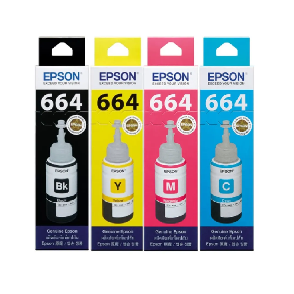 【EPSON】官方直營 1黑3彩★T664 墨水組(L121/L1300)