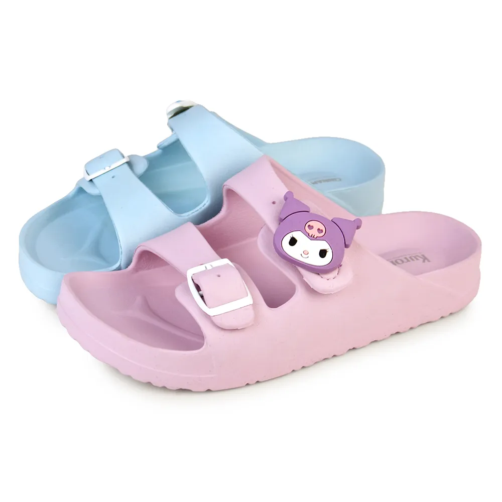 【HELLO KITTY】SANRIO 三麗鷗 酷洛米 大耳狗 童鞋 兒童拖鞋 防水 魔鬼氈 輕量(紫色-酷洛米、水藍-大耳狗)