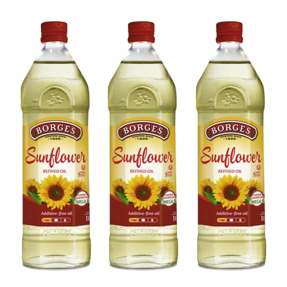 【BORGES 百格仕】100%純葵花油 西班牙原裝原瓶進口 3瓶組(1000ml/瓶)