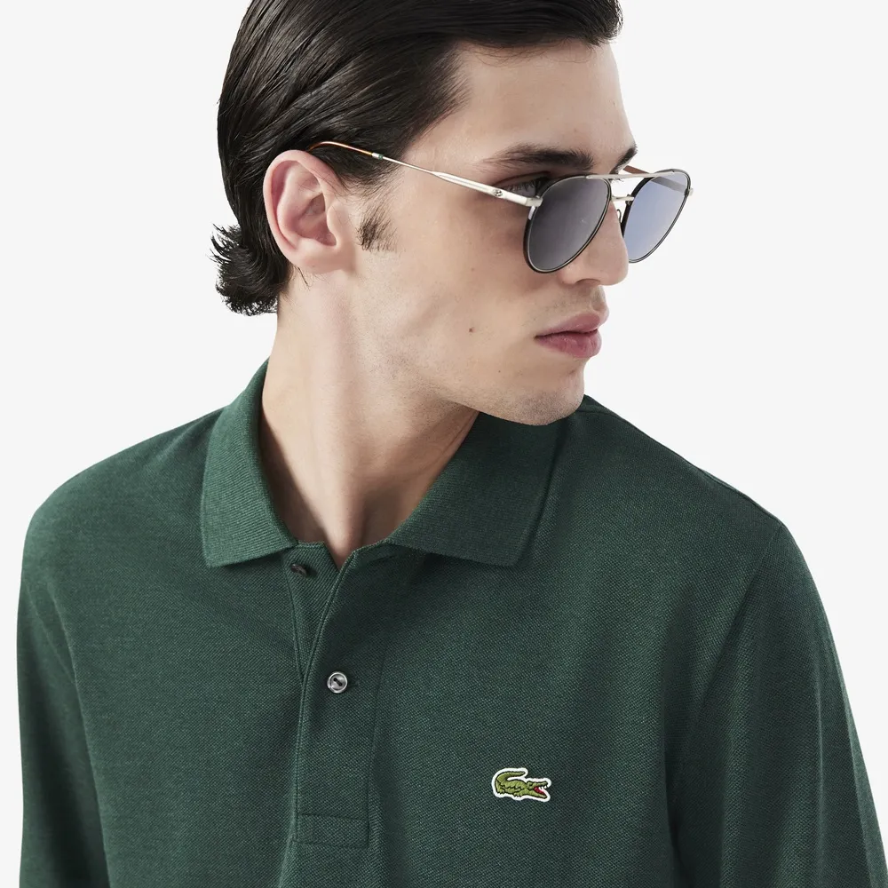 【LACOSTE】男款-經典款長袖 L.12.12 Polo衫(墨綠色)