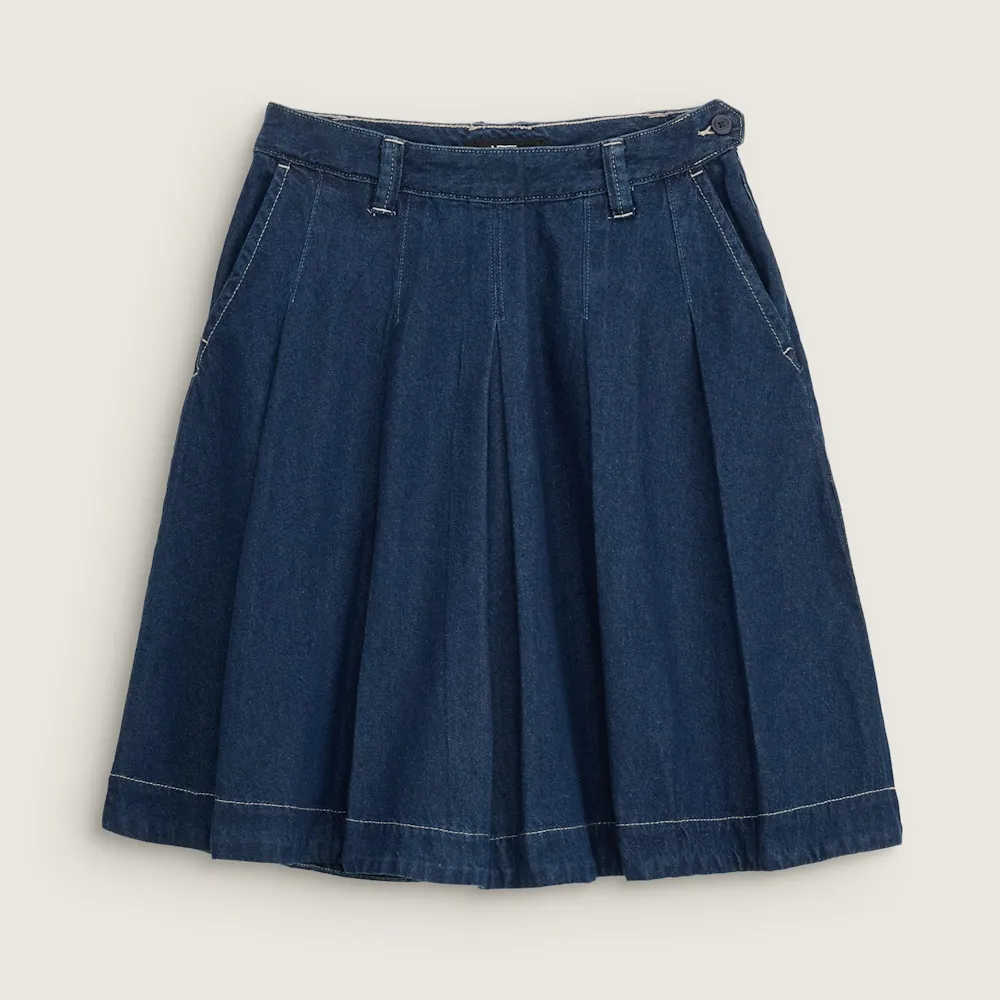 【VANS】官方旗艦 Authentic Chino Denim Skirt 女款藍色牛仔裙