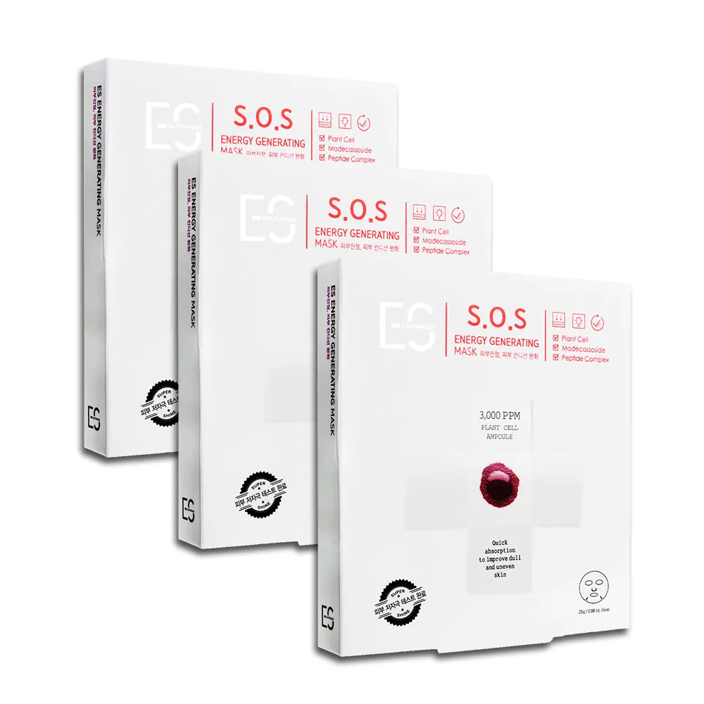 【ES】買二送一 韓國原裝 急救補水SOS賦源煥采面膜 3盒組-共15入 (積雪草 火絨草 急救 補水 保濕)